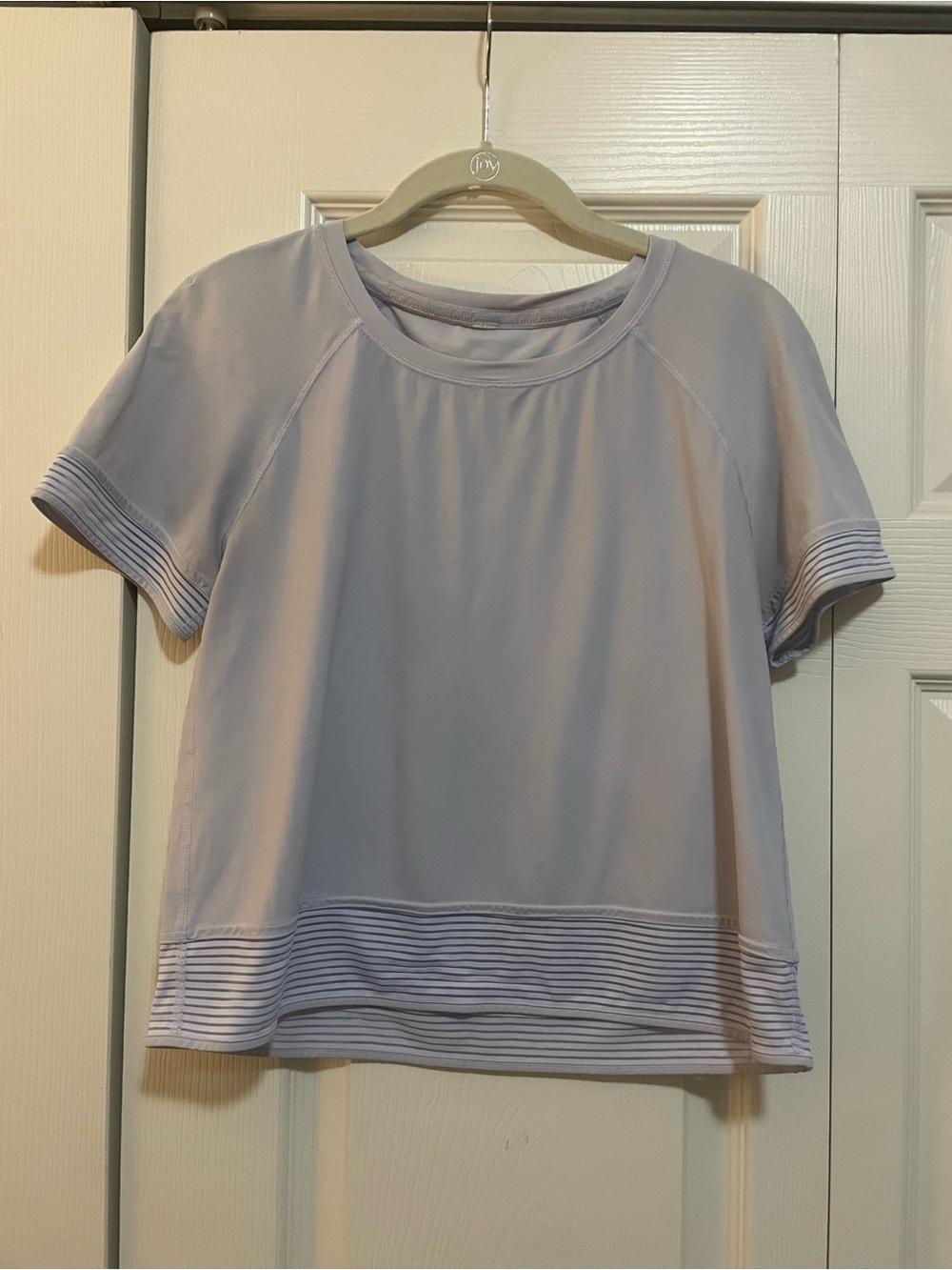 lululemon athletica Light Lavender Short Sleeve Crop Performance Top